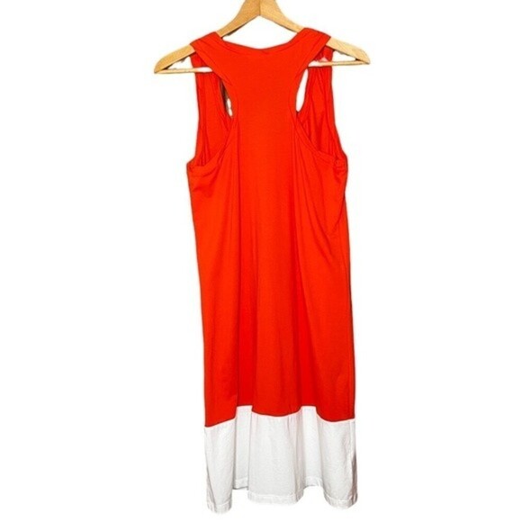 LOFT Vibrant Orange white Color-Block Razorback Tank Fluid Mini dress M - Picture 7 of 10